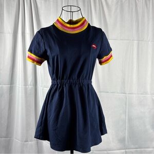 Valfre Navy Mini Dress with Yellow & Pink Trim